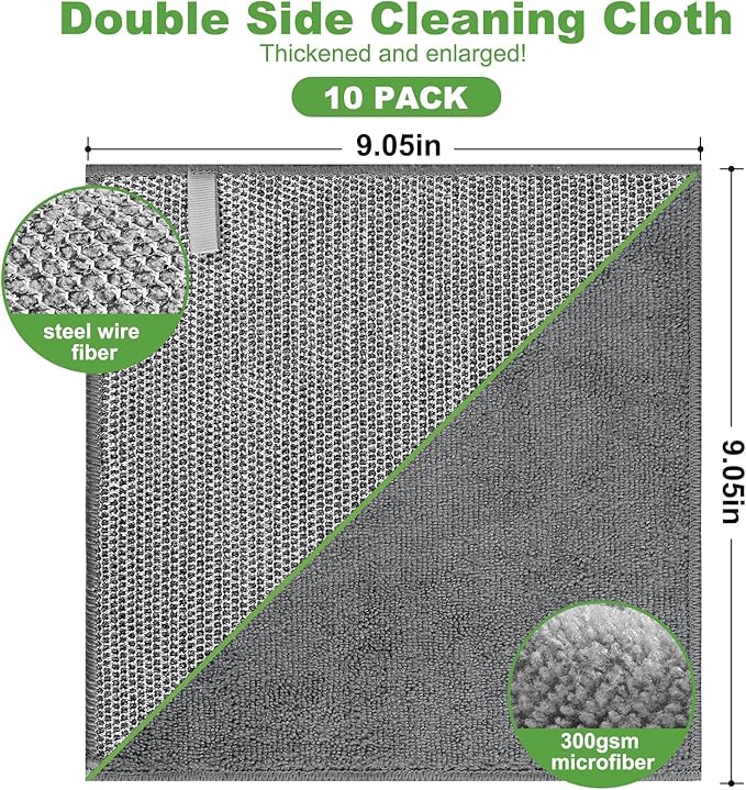 10 Counts Multipurpose Wire Dishwashing Rag, Non Scratch Wire Dishcloth - Image 2