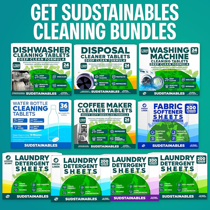 Sudstainables Dishwasher Cleaner and Deodorizer Tablets, 24 Pack – Dishwasher - Image 5