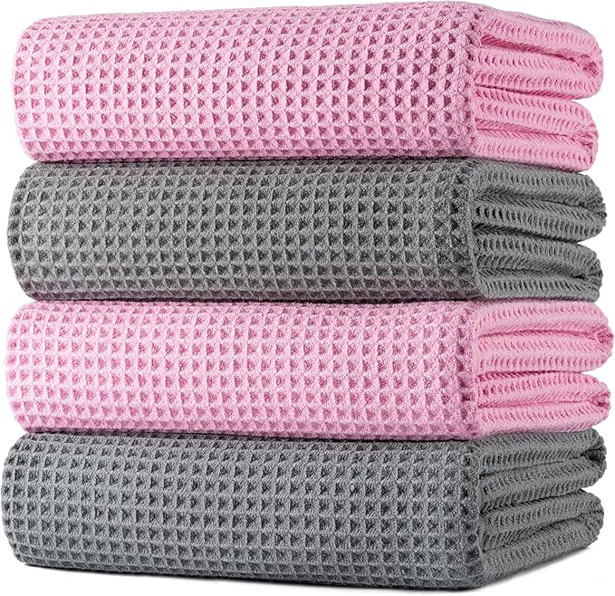 POLYTE Microfiber Oversize Quick Dry Lint Free Bath Towel, 60 x 30 in, 4 Pack by Polyte
