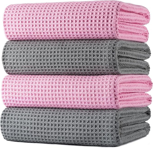 POLYTE Microfiber Oversize Quick Dry Lint Free Bath Towel, 60 x 30 in, 4 Pack by Polyte