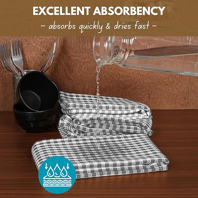 Native Fab 12 Pack Gingham Mini Check Kitchen Dish Towel Cotton Durable - Image 2