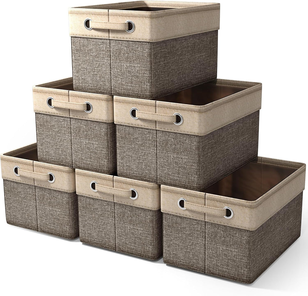 Sorbus Storage Baskets for Shelves, Foldable Organizer (Brown, 6 Pack)