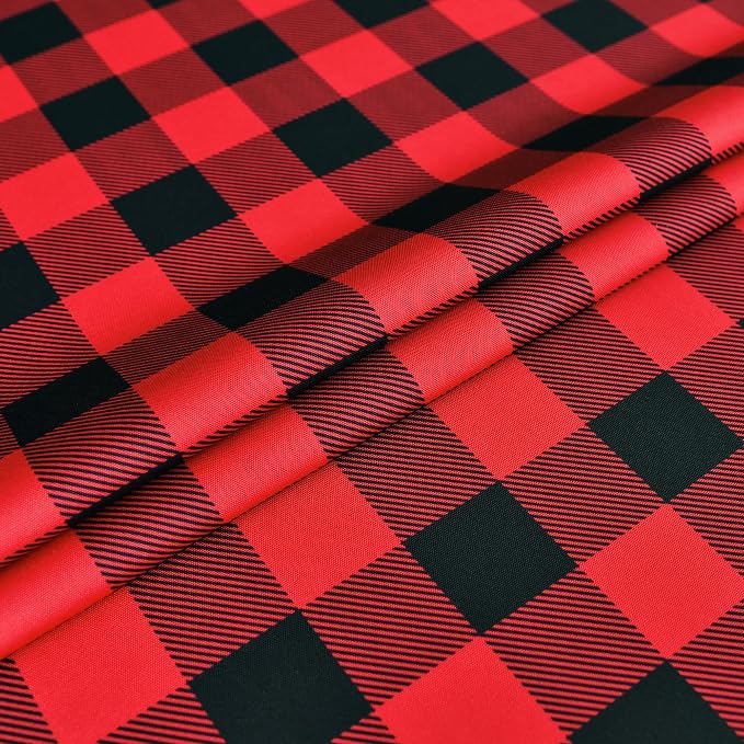 Red Waterproof Plaid Christmas Tablecloth Fabric - Image 9