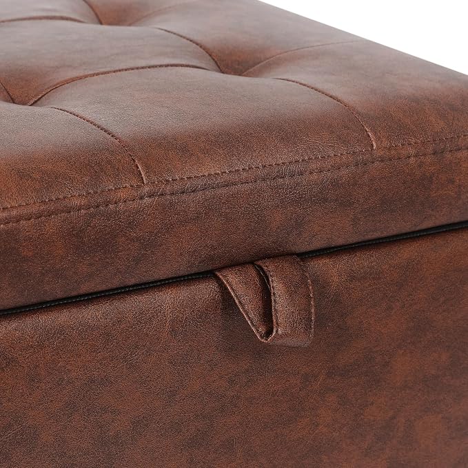 Adeco Faux Leather Storage Ottoman Bench - Image 7