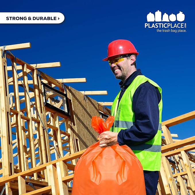 Plasticplace 42 Gallon Trash Bags |3.0 Mil | Orange Heavy Duty Contractor Trash - Image 5