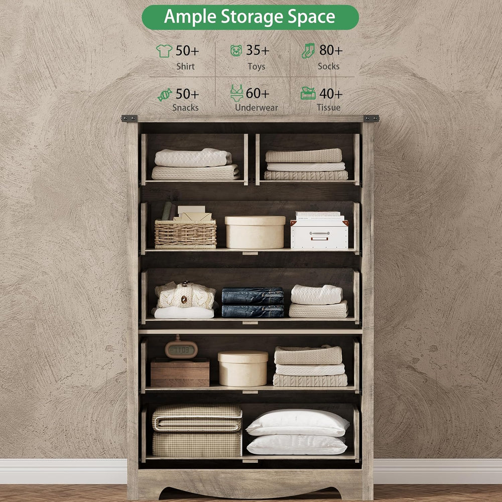 Dresser for Bedroom with 6 Drawers, 49" Tall Wood Chest of Drawers with ...