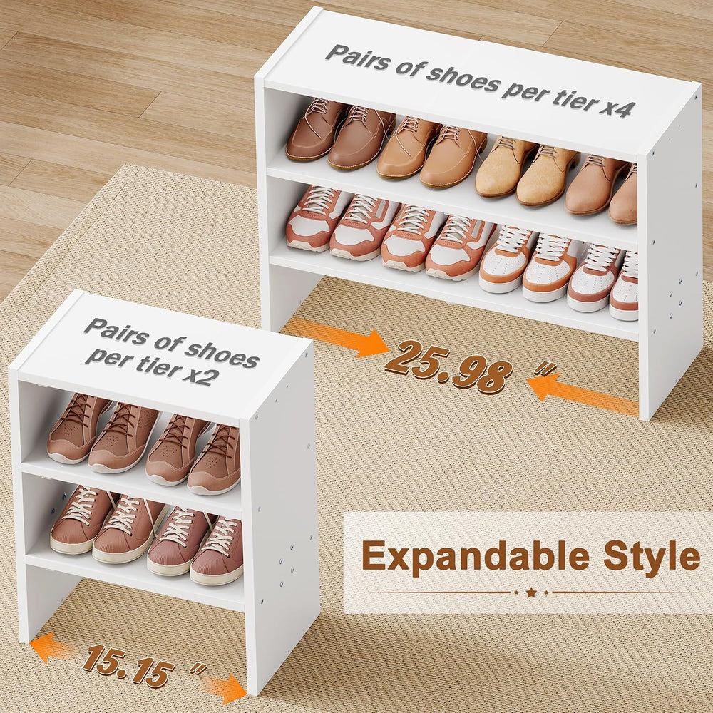 Hoctieon 3-Tier Expandable Shoe Shelf, Adjustable Shoe Shelf Storage Organize...