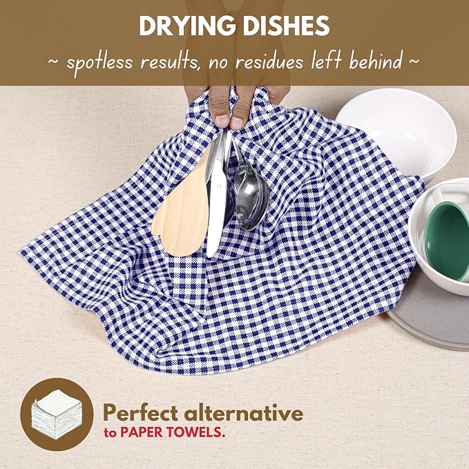 Native Fab Gingham Dish Towels 16x26 inches Set of 4 - Image 2