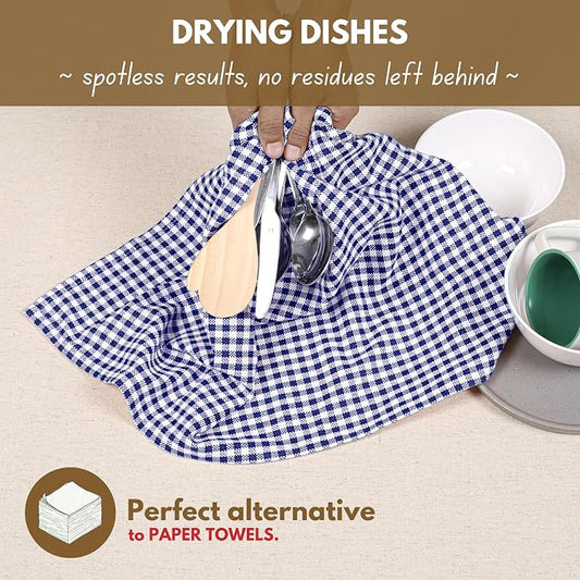 Native Fab Gingham Dish Towels 16x26 inches Set of 4 - Image 2