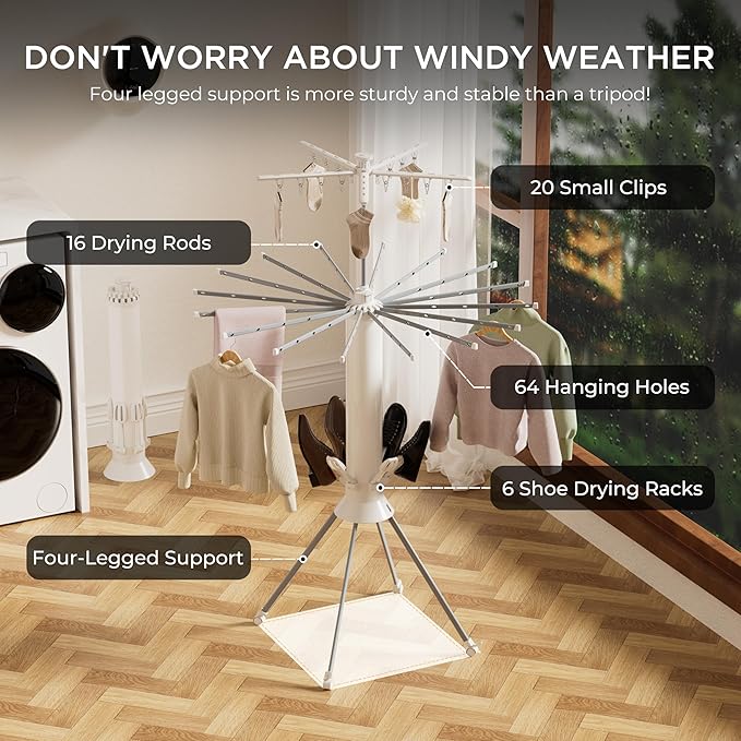 Clothes Drying Rack, 4-Legged Portable Drying Rack Clothing - Image 2