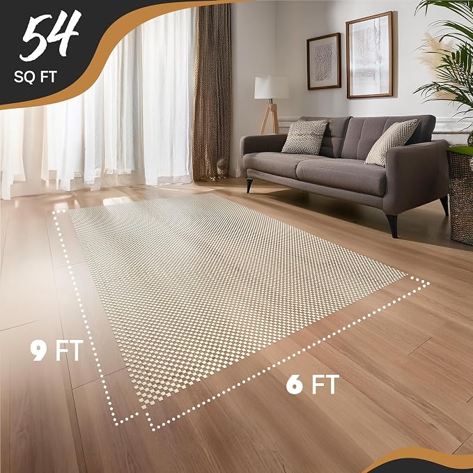 Nevlers 6'x9' White Under Rug Non Slip Pad | PVC Foam Non Slip Rug Pad & Carpet - Image 4