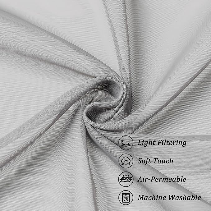 Chyhomenyc Light Grey Sheer Curtains 36 inch Length 2 Panels, Light Filtering - Image 8