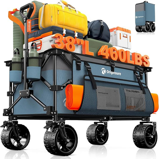 220L Collapsible Wagon Cart Foldable, 460lbs Load Capacity Heavy Duty Folding by Unknown