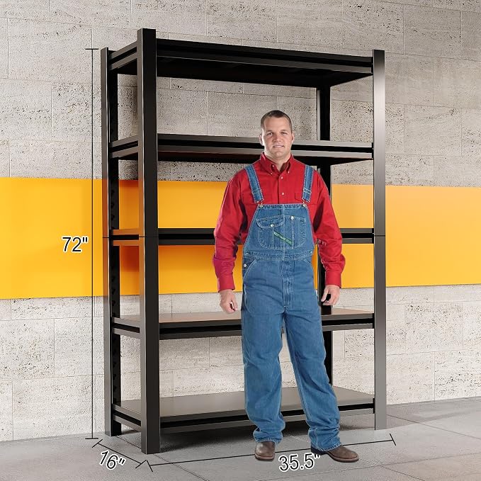 72" H Garage Shelving 2000LBS Heavy Duty Storage Shelves Adjustable 5 Tier - Image 3