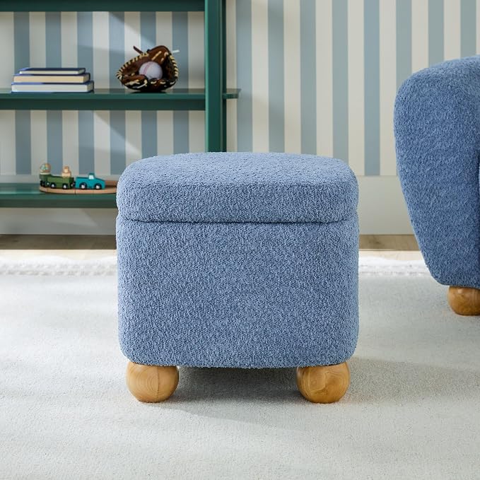 Walker Edison Linley Contemporary Small Storage Bouclé Ottoman by WalkerEdison
