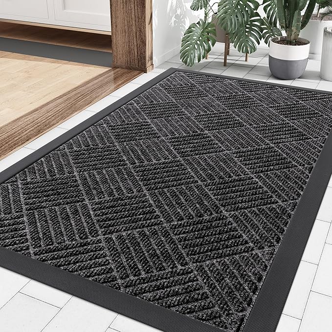 Smiry Front Door Mat Outside Entrance, Heavy Duty Outdoor Indoor Natural Rubber by Smiry