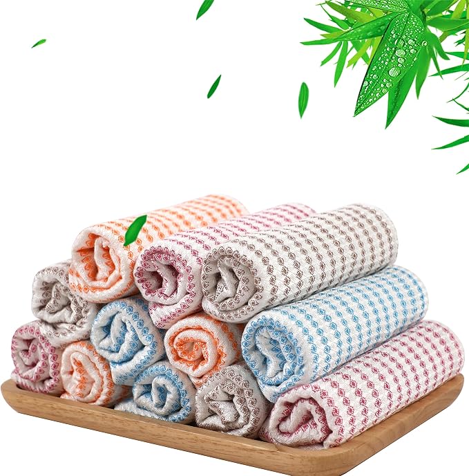 Kitchen Washcloths 12 Pack, 10x14 Inch Small Dish Cloth by Jeffsun