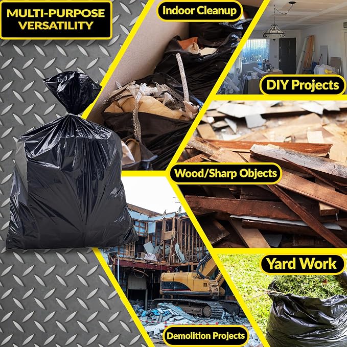 Reli. Contractor Garbage Bags 55 Gallon | 20 Trash Bags | Heavy Duty | Black - Image 5