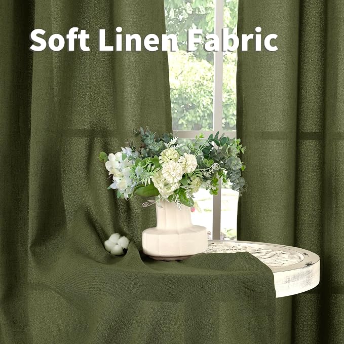 YoungsTex Olive Green Linen Curtains 78 Inch Length - Image 7