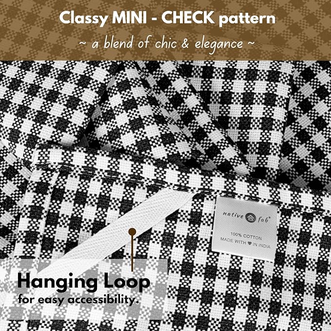 Native Fab Black Gingham Dish Towels 16"x26" Set of 12 - Image 7