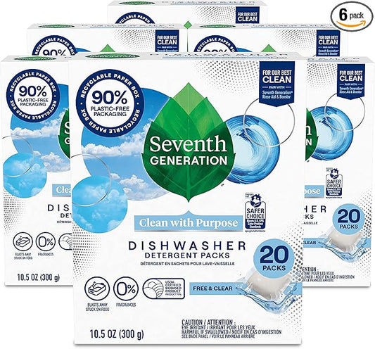 Seventh Generation Dishwasher Detergent Packs Free & Clear Pack of 6 by SeventhGeneration