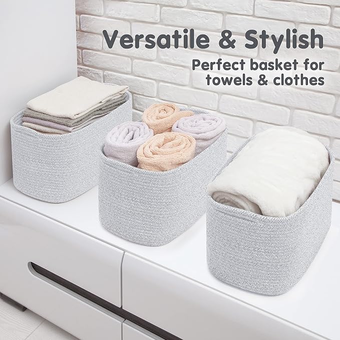 CHAT BLANC Cotton Rope Baskets for Organizing | Storage Baskets for Shelves | - Image 6