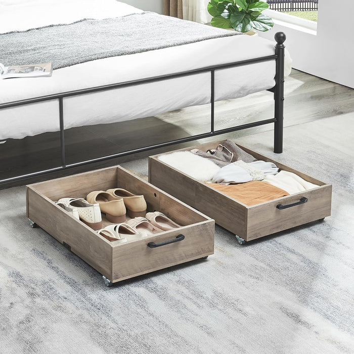 TIOPGHAD 2-Pack Under Bed Storage Drawers with Wheels, Brownish-Gray
