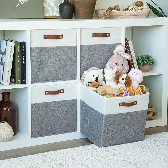 OrganiHaus 13x13 Cube Fabric Storage Bins Set of 4, Fabric Storage Cubes w/ - Image 3