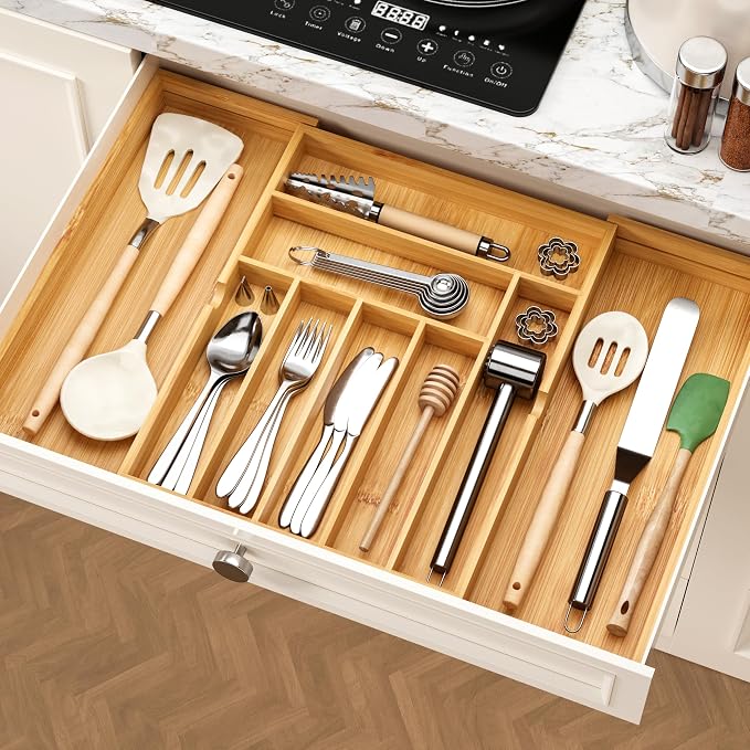 BAMEOS drawer organizer flatware organizer cutlery tray silverware organizer - Image 7