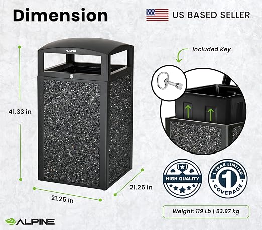 Alpine Outdoor Commercial Trash Can - Image 2