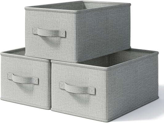 3 Pack Fabric Storage Bins for Shelves | 14.75x10.25x8.25 in Storage Baskets | by LaySpace-YourRoomOrganizer