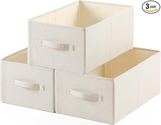 Linen Folding Storage Bins, 3 Pack Large Storage Baskets, Clothing Storage Bins by Unknown