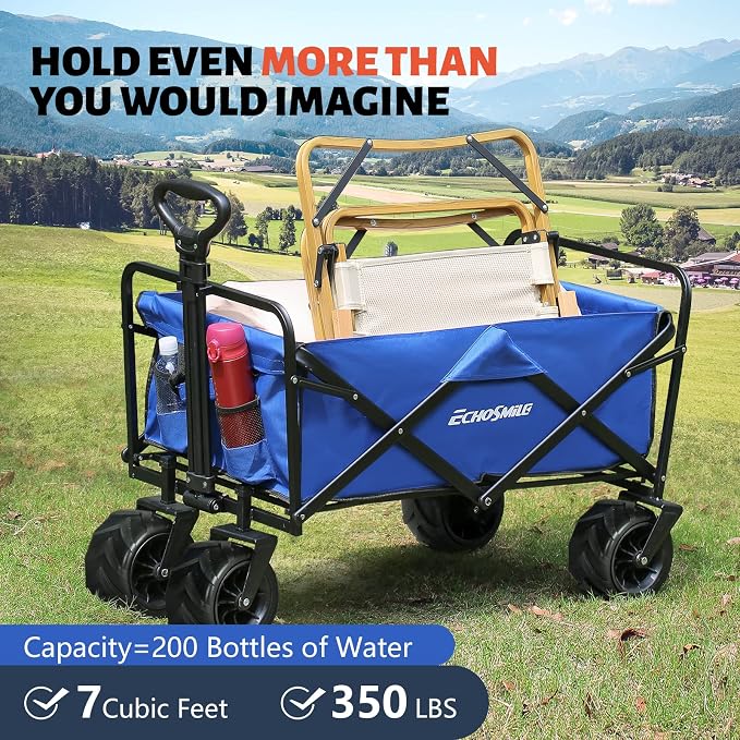 EchoSmile Heavy Duty 350 Lbs Capacity Collapsible Wagon, Outdoor Folding - Image 2