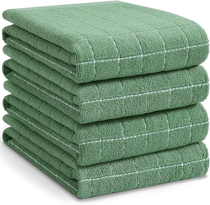 Homaxy 100% Cotton Terry Kitchen Towels, Checkered Designed, Soft and Super by Homaxy