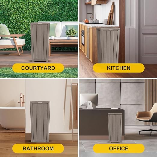 EasyUp Exterior Waste Bin with Cover, Weather-Resistant and UV-Protected Resin - Image 2