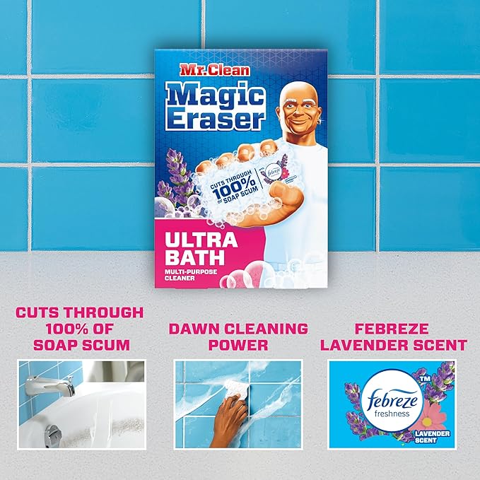 Mr. Clean Magic Eraser Sponge, Bathroom Cleaner, Shower Cleaner, Tub Cleaner - Image 2