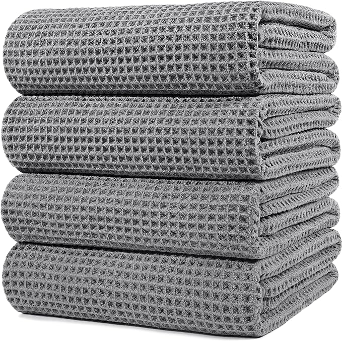 POLYTE Microfiber Oversize Quick Dry Lint Free Bath Towel, 60 x 30 in, 4 Pack by Polyte