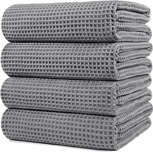POLYTE Microfiber Oversize Quick Dry Lint Free Bath Towel, 60 x 30 in, 4 Pack by Polyte