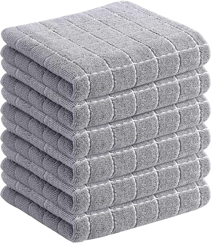 Homaxy 100% Cotton Terry Kitchen Towels, Checkered Designed, Soft and Super by Homaxy