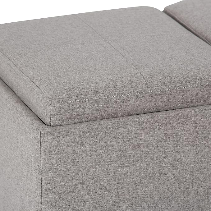 SIMPLIHOME Avalon 42 inch Wide Contemporary Rectangle Storage Ottoman in Cloud - Image 6