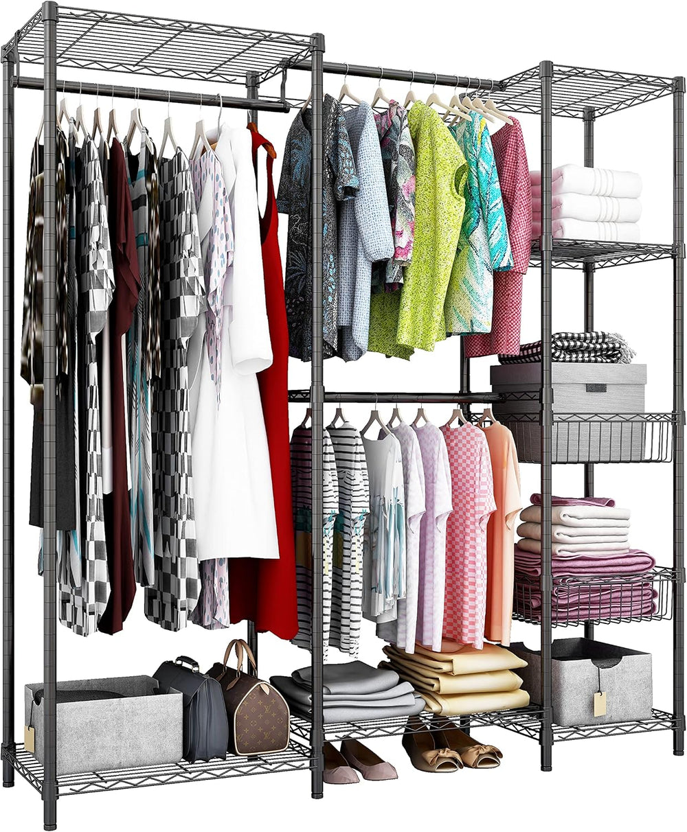 Xiofio 6 Tiers Heavy Duty Garment Rack,Metal Clothing Rack,Clothing Storage R...