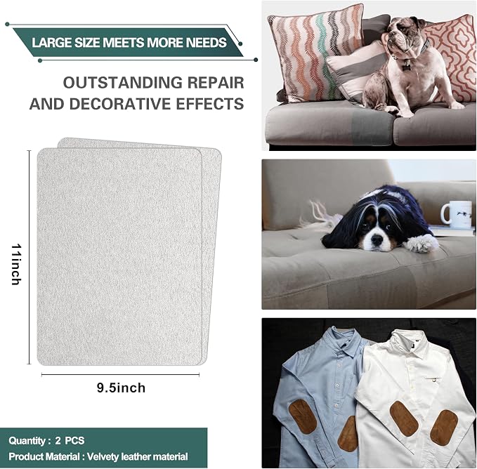 Azobur Couch Patch Repair Fabric, Microfiber Fabric, Self-Adhesive, - Image 2