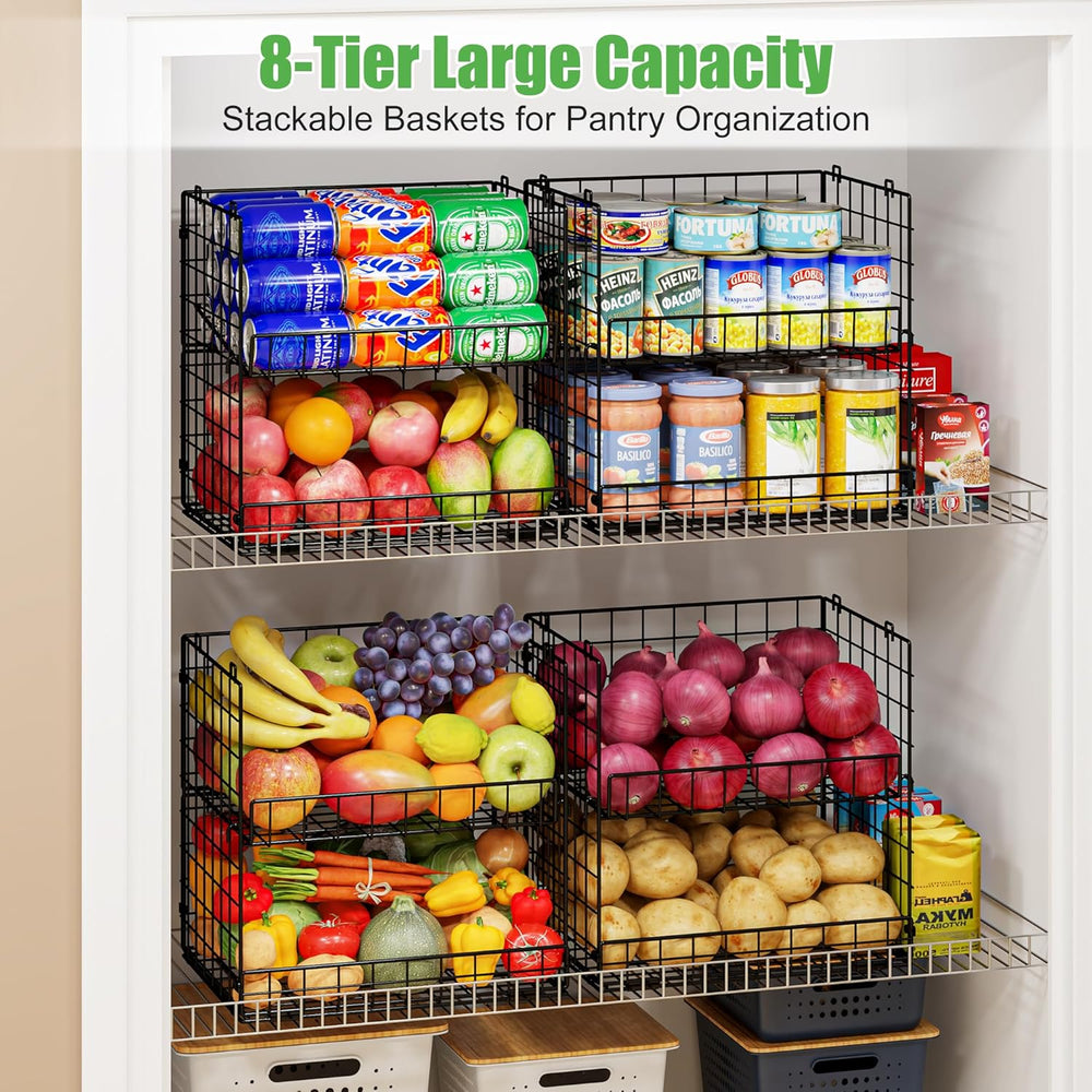 JKsmart 8-Tier XXL Stackable Wire Basket, Pantry Organizers and Storage