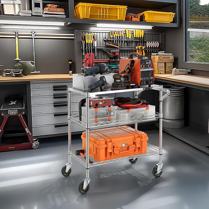 Finnhomy 3 Tier Heavy Duty Commercial Grade Utility Cart - Image 5