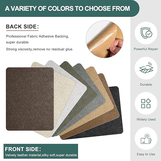 Azobur Couch Patch Repair Fabric, Microfiber Fabric, Self-Adhesive, - Image 3