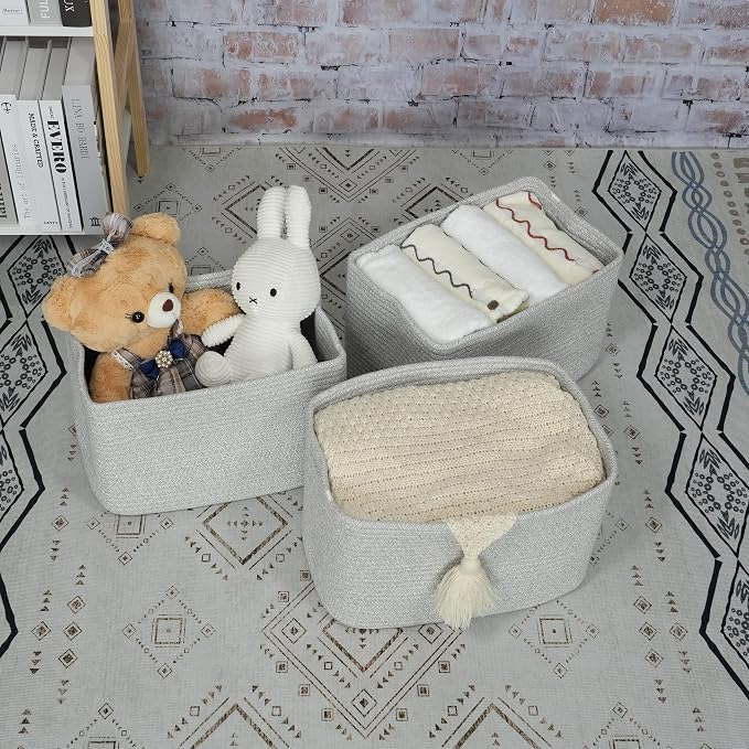 Cotton Rope storage Basket Bins Woven Basket - Image 5