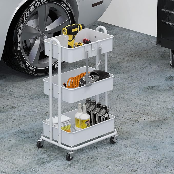 Simple Houseware 3-Tier Heavy Duty Metal Utility Rolling Cart - Image 6