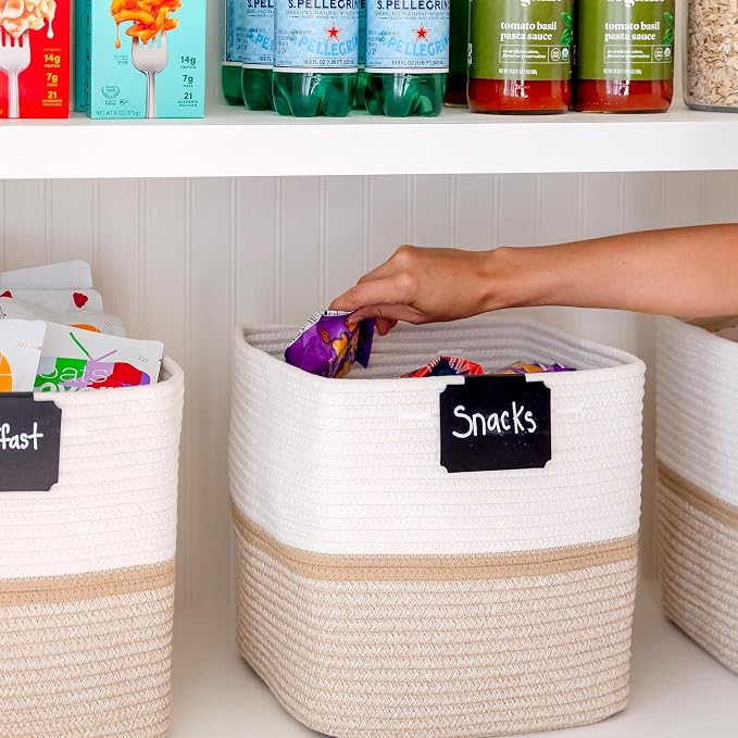 NaturalCozy Storage Cubes 11 Inch Cotton Rope Woven Baskets - Image 5