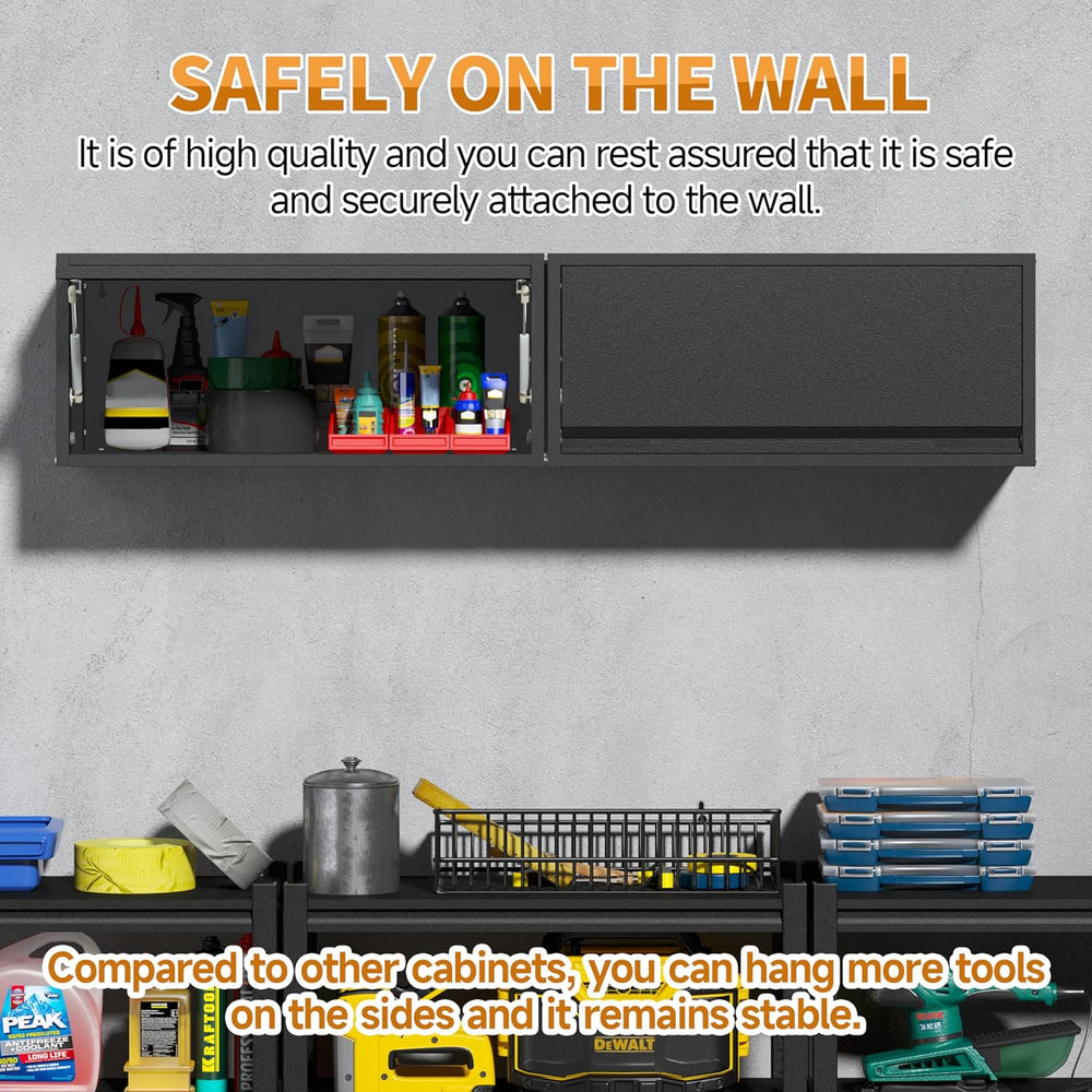 Metal Garage Wall Cabinet with Up-Flip Door,Wall-Mounted Steel Storage Cabine...