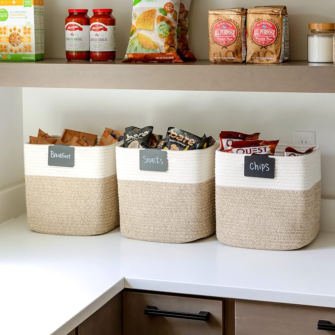 NaturalCozy Storage Cubes 11 Inch Cotton Rope Woven Baskets - Image 5